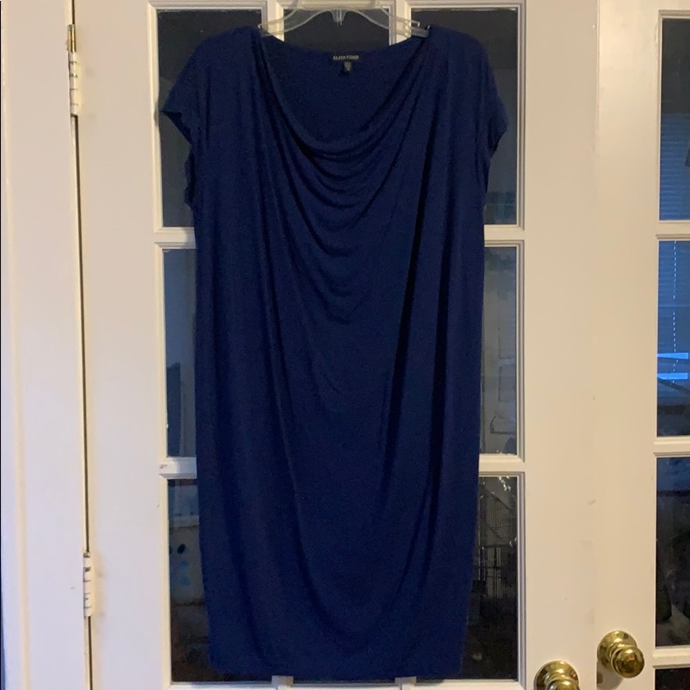 Eileen Fisher XS Blue scoop neck dress